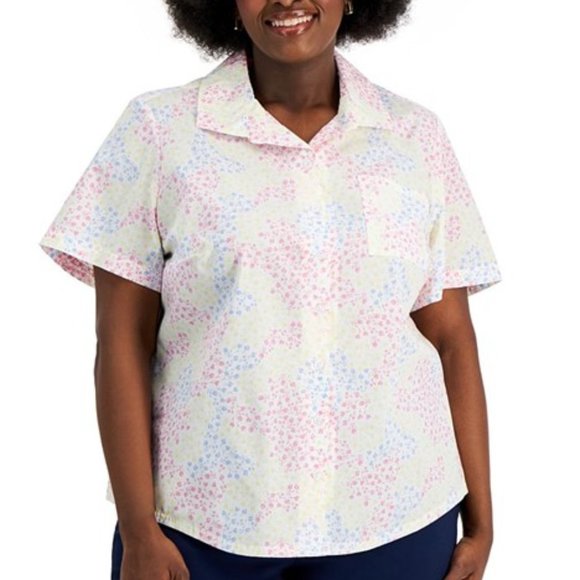 Karen Scott Plus Size Mini Meadow Shirt 1X NWT - Picture 1 of 3